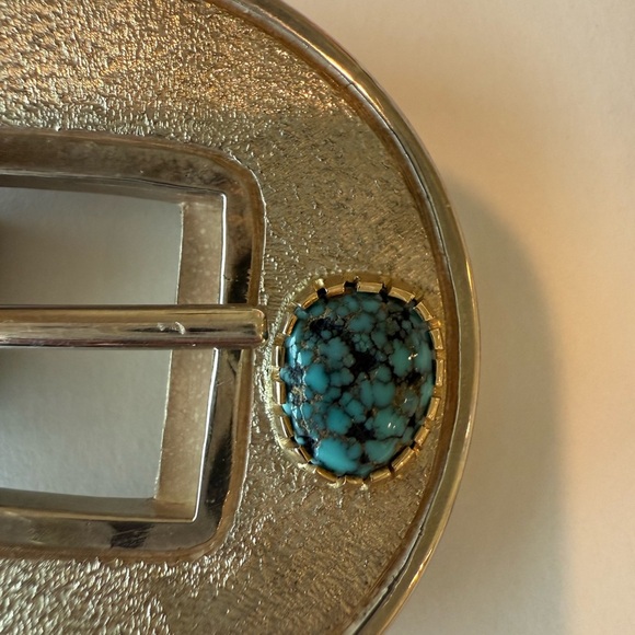Tony Sanchez Sterling & 14K Gold Turquoise 3-Piece Belt Buckle Set – Vintage - Picture 7 of 10